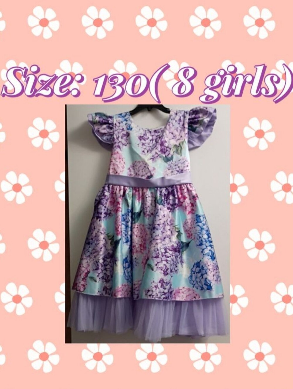 Girls' Lavender Floral Hydrangea Fit & Flare Dress